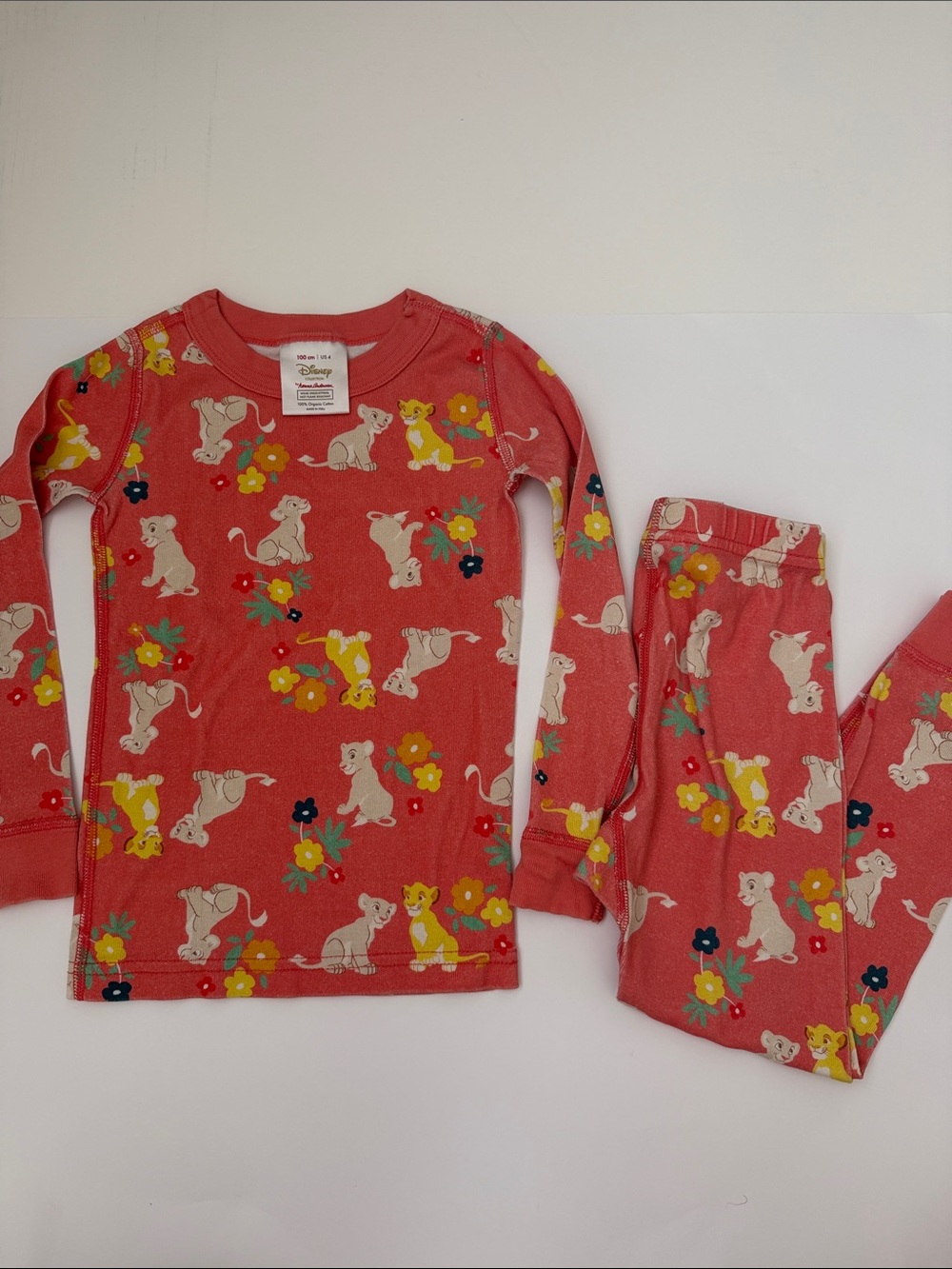 Disney Coral Pink Lion King Floral Pajama Set